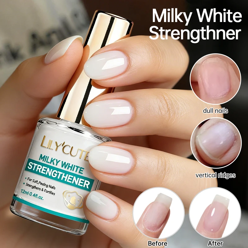 LILYCUTE 12ML Nail Care Polish Milky White Pink Strengthener Effect Long Lasting Care Polish Varnish Drying No Need Lamp - Image 2