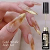LILYCUTE 5ml Champagne Chrome Gold Metallic Liner Gel Polish Super-Bright Mirror Effect French Style Drawing Line Nail Art Gel