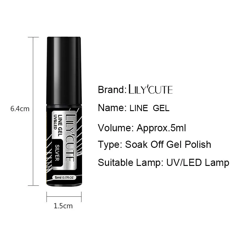 LILYCUTE 5ml Champagne Chrome Gold Metallic Liner Gel Polish Super-Bright Mirror Effect French Style Drawing Line Nail Art Gel - Image 6