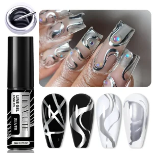 LILYCUTE 5ml Super Bright Metallic Painting Liner Gel Nail Polish UV LED Painting Gel Nail Art Drawing Stripe Pull Line UV Gel