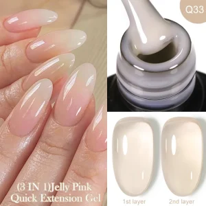 LILYCUTE 7ML Jelly Nude Pink Quick Extension Gel Nail Polish Transparent Finger Prolong Long Lasting Construction Gel Varnish