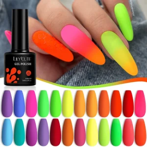 LILYCUTE 7ML Matte Fluorescence Color Gel Nail Polish Spring Summer All For Manicure Base Top Coat Semi Permanent Nails Art Gel