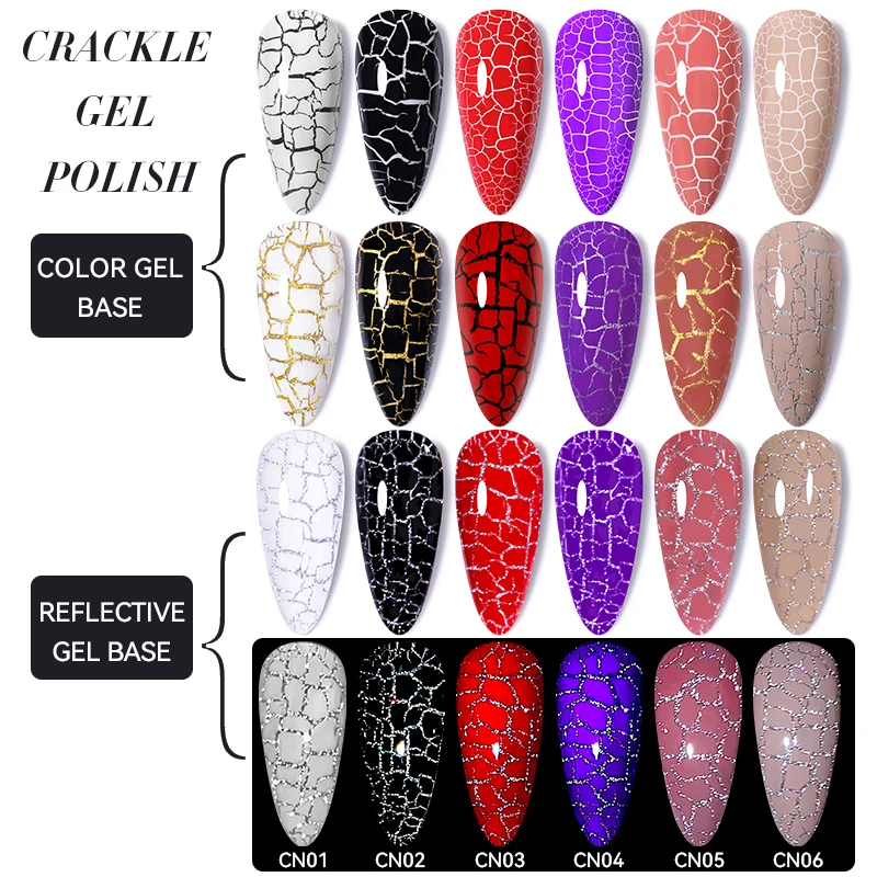 LILYCUTE 7ml Crackle Gel Nail Polish Cracking Nail Gel Quick Dry Nail Art Varnishes Hybrid Semi Permanent Soak Off Base Top Coat - Image 2
