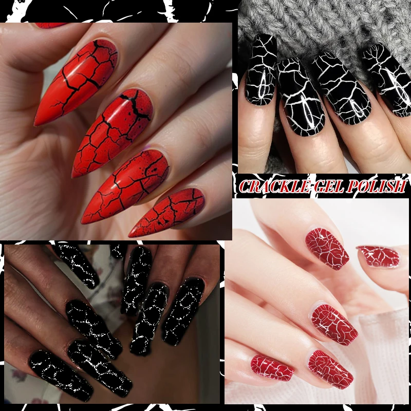 LILYCUTE 7ml Crackle Gel Nail Polish Cracking Nail Gel Quick Dry Nail Art Varnishes Hybrid Semi Permanent Soak Off Base Top Coat - Image 4