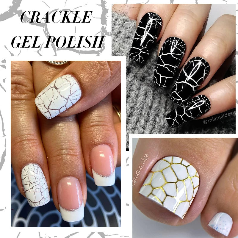 LILYCUTE 7ml Crackle Gel Nail Polish Cracking Nail Gel Quick Dry Nail Art Varnishes Hybrid Semi Permanent Soak Off Base Top Coat - Image 3