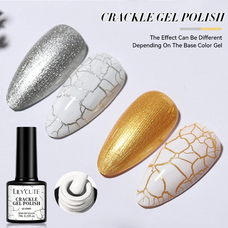 LILYCUTE 7ml Crackle Gel Nail Polish Cracking Nail Gel Quick Dry Nail Art Varnishes Hybrid Semi Permanent Soak Off Base Top Coat - Image 5