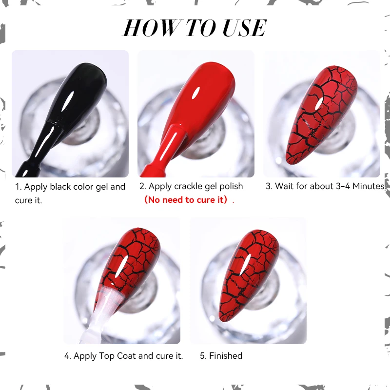 LILYCUTE 7ml Crackle Gel Nail Polish Cracking Nail Gel Quick Dry Nail Art Varnishes Hybrid Semi Permanent Soak Off Base Top Coat - Image 6