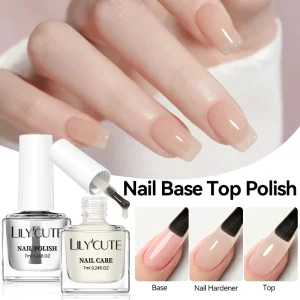 LILYCUTE 7ml Nail Base Top Polish Clear Shine Nail Care Long Lasting Strengthener Hardener Nail Art Varnish Supplies