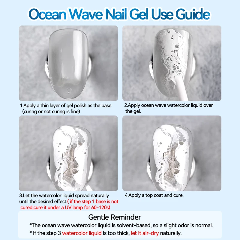 LILYCUTE 7ml Ocean Wave Gel Nail Polish White Watercolor Nail Poke Lace Hollow Gradient Varnish Soak Off Nail Art Design - Image 6