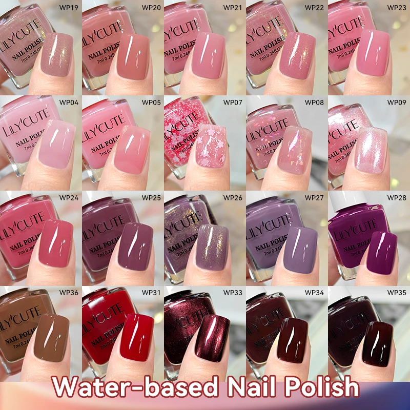 LILYCUTE 7ml Water-based Nail Polish Red Glitter Sequins Long Lasting Quick Drying No Need of Lamp to Cure Vernis for Nails - Image 5
