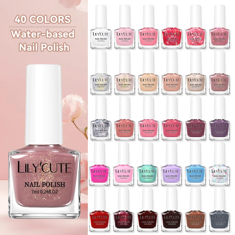 LILYCUTE 7ml Water-based Nail Polish Red Glitter Sequins Long Lasting Quick Drying No Need of Lamp to Cure Vernis for Nails - Image 6