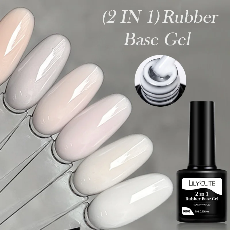 LILYCUTE Milky White Rubber Base Gel Nail Polish 7ml Glitter Semi-Permanent Varnish Jelly Soak Off Self Leveling UV LED Gel - Image 2