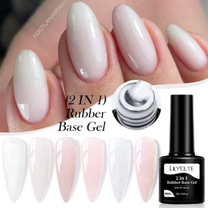 LILYCUTE Milky White Rubber Base Gel Nail Polish 7ml Glitter Semi-Permanent Varnish Jelly Soak Off Self Leveling UV LED Gel