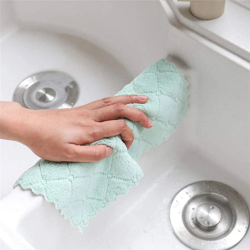 LMETJMA 10pcs Kitchen Cloth Dish Towels Super Absorbent Coral Velvet Dishtowels Nonstick Oil Washable Fast Drying JT224 - Image 5