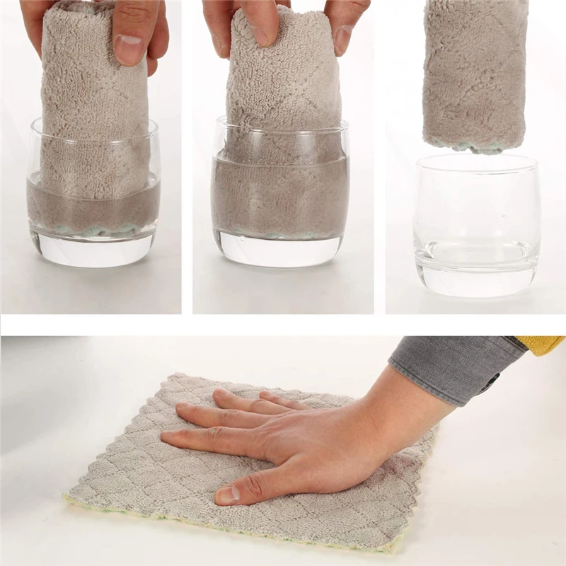 LMETJMA 10pcs Kitchen Cloth Dish Towels Super Absorbent Coral Velvet Dishtowels Nonstick Oil Washable Fast Drying JT224 - Image 3