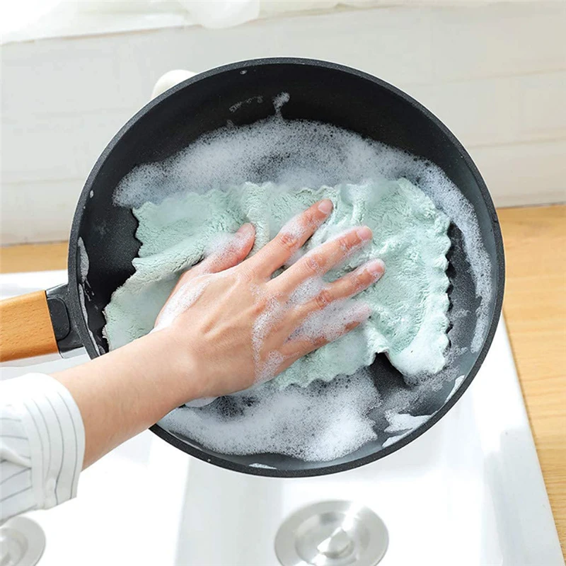 LMETJMA 10pcs Kitchen Cloth Dish Towels Super Absorbent Coral Velvet Dishtowels Nonstick Oil Washable Fast Drying JT224 - Image 6