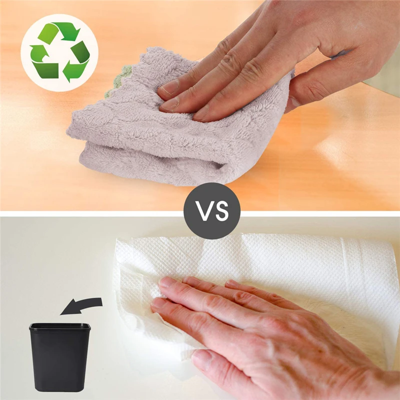 LMETJMA 10pcs Kitchen Cloth Dish Towels Super Absorbent Coral Velvet Dishtowels Nonstick Oil Washable Fast Drying JT224 - Image 4