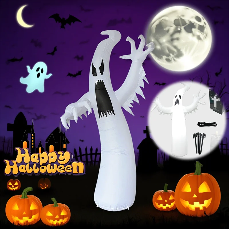 Large Halloween Inflatable Ghost Decoration Featuring LED Lights Perfect For Indoor Outdoor Yard Garden Lawn Horror Party Decor - Image 2
