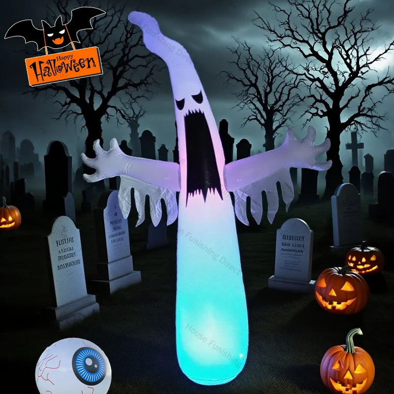 Large Halloween Inflatable Ghost Decoration Featuring LED Lights Perfect For Indoor Outdoor Yard Garden Lawn Horror Party Decor - Image 3