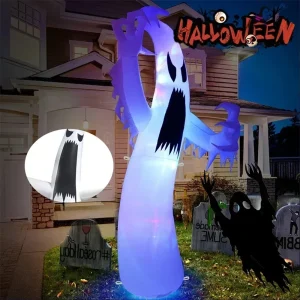 Large Halloween Inflatable Ghost Decoration Featuring LED Lights Perfect For Indoor Outdoor Yard Garden Lawn Horror Party Decor