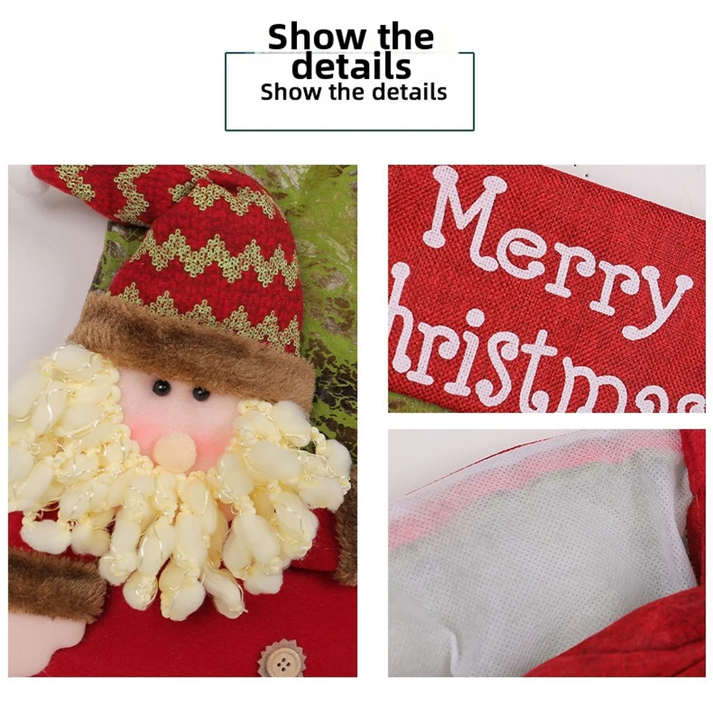 Large Head Plush Christmas Stocking Santa Sock Extra Thick Holiday Decor Christmas Stockings Set Large Capacity Christmas Orname - Image 6