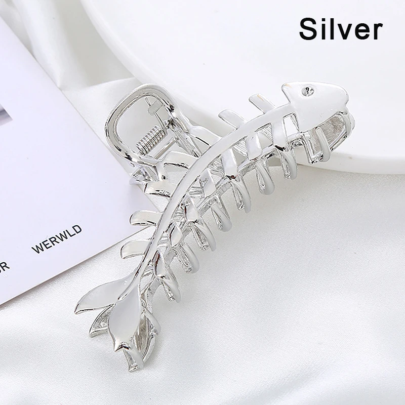 Large Metal Hair Claw Clip Fish Bone Irregular Hairpins Punk Style Silver Hair Claws Barrettes Women HairClips Hair Accessories - Image 6