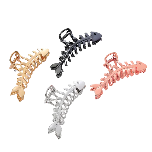 Large Metal Hair Claw Clip Fish Bone Irregular Hairpins Punk Style Silver Hair Claws Barrettes Women HairClips Hair Accessories
