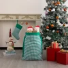 Large Plaid Christmas Santa Sack For Present Merry Christmas Home Decoration Canvas Drawstring Gift Bag For Kids
