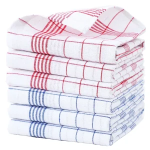 Large Plaid Kitchen Dish Towels Absorbent Tea Towels Soft and Reusable Cleaning Cloths Quick Drying Dish Rags for Washing Dishes
