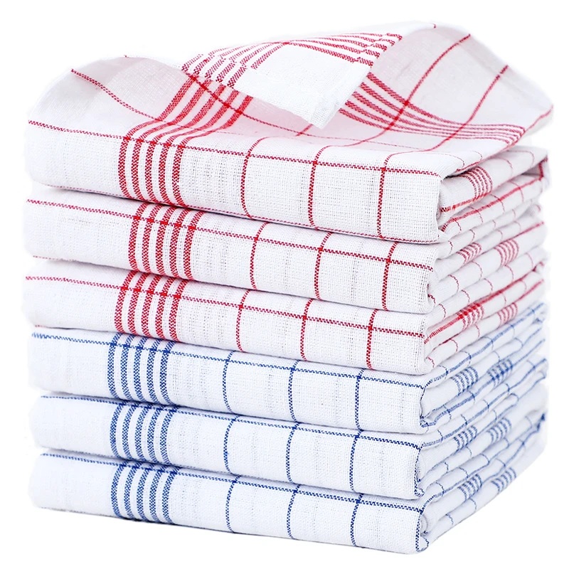 Large Plaid Kitchen Dish Towels Absorbent Tea Towels Soft and Reusable Cleaning Cloths Quick Drying Dish Rags for Washing Dishes