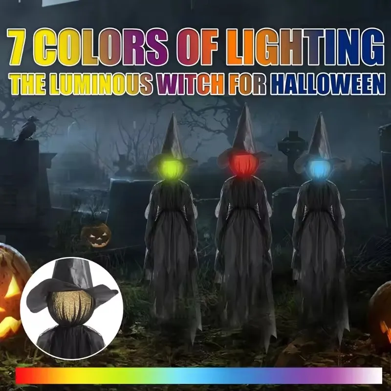 Light-Up Witches with Stakes Halloween Decorations Outdoor Holding Hands Screaming Witches Sound Activated Sensor Decor Props - Image 3