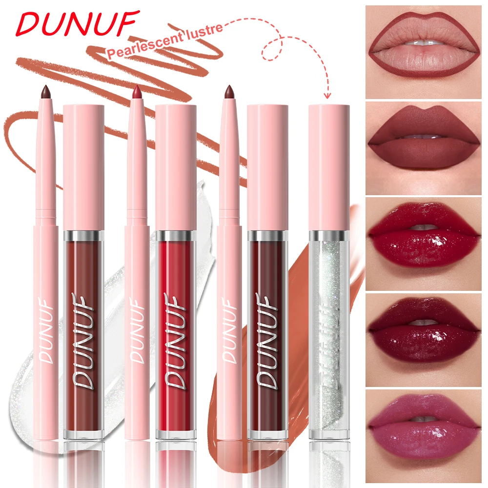 Lip Gloss Lip Liner Lip Oil 3pc/set: Matte Lipstick Waterproof Moisturizing Long Lasting Nude Y2K Christmas Valentine's Day Gift