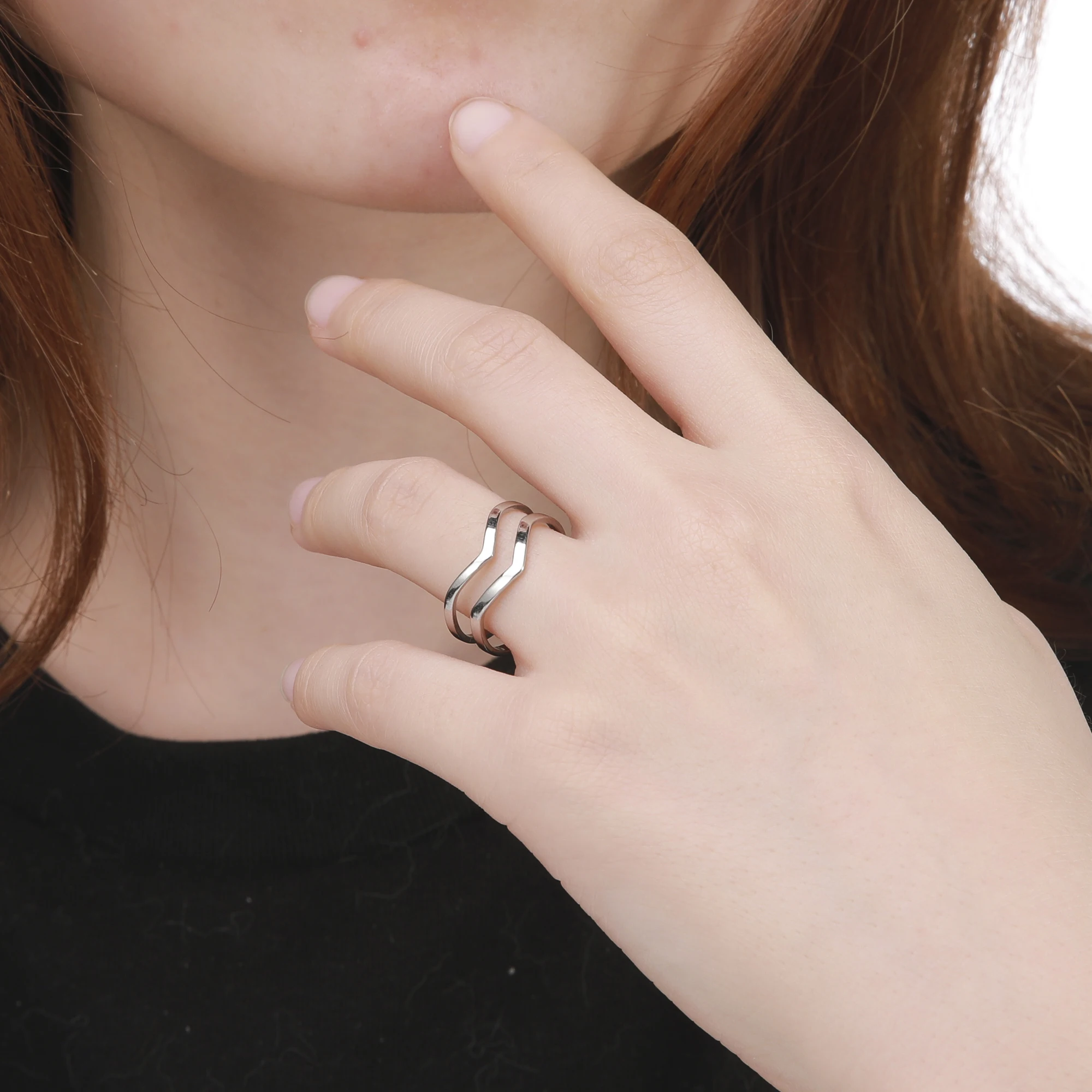 Lucktune Simple Sea Wave Rings for Women Stainless Steel Trendy Geometric Ocean Surf Finger Rings Jewelry Wedding Mother's Gifts - Image 4
