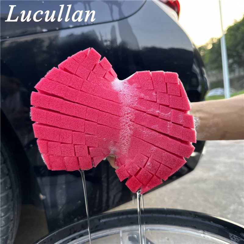 Lucullan Double Side Cross-Cut Red/Black Sponge 2.0 Better Grip and Access Tight Spaces For Rinseless Car Wash - Image 5