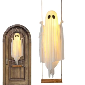 Luminous Halloween Hanging Swing Ghost Large Adjustable Brightness Yard Flying Ghost Swing Ornament with LED light