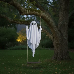 Luminous Halloween Hanging Swing Ghost Remote-controlled Adjustable Brightness Yard Flying Ghost Swing Ornament Large LED