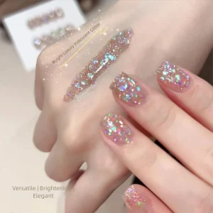 Luxury Iridescent Strobe Glitter Sequin Gel Nail Polish Nude Whitening Varnish For Salon & Home Nail Supplies