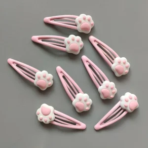 M2EA Cartoon Paw Shape Hairpins Hot Girls Cartoon Hair Clip Headdress Y2k Style Cartoon Paw Hair Clip for Woman