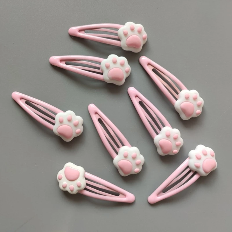 M2EA Cartoon Paw Shape Hairpins Hot Girls Cartoon Hair Clip Headdress Y2k Style Cartoon Paw Hair Clip for Woman