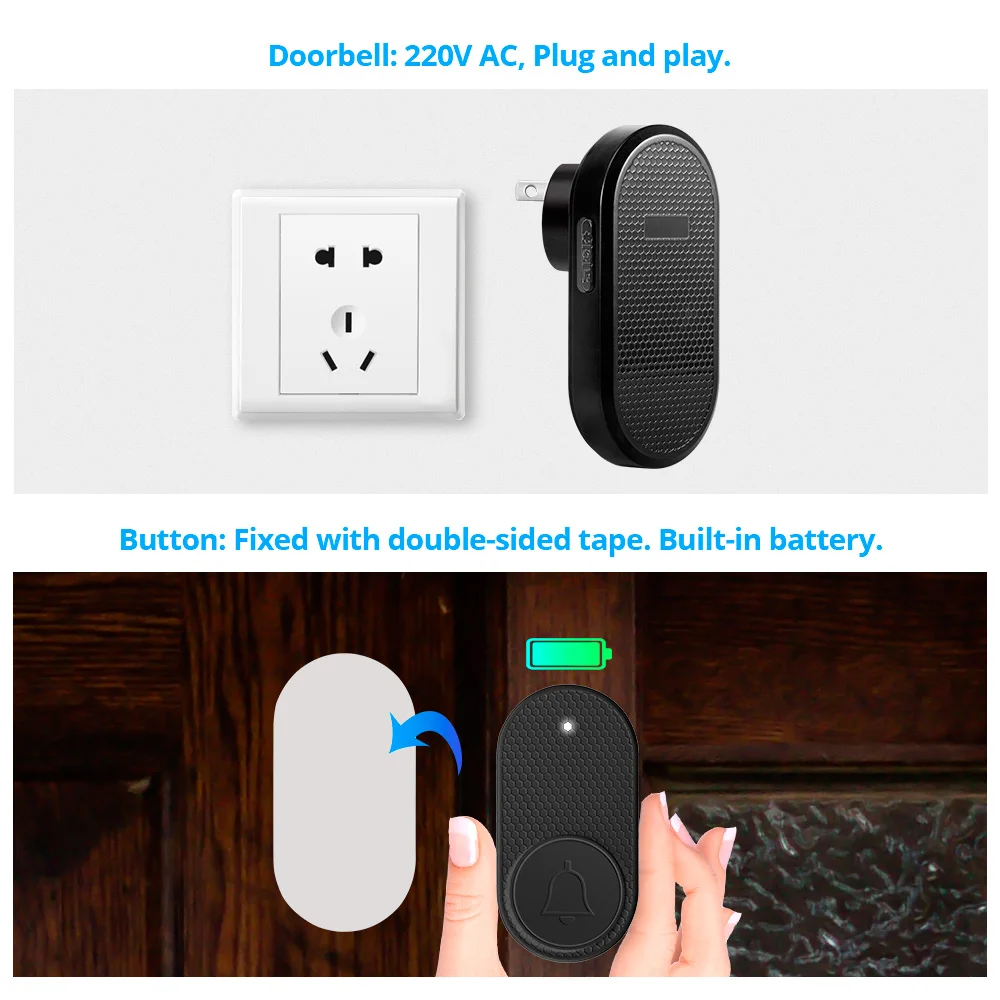 M558 Wireless Smart Doorbell Welcome Home Security Alarm Door Bell with 33 Songs 4 Levels Adjustable Volume Easy Installation - Image 3