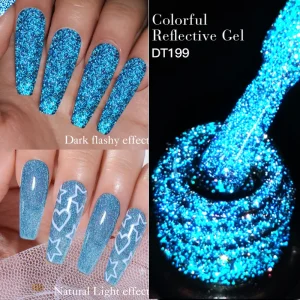 MEET ACROSS 7ml Colorful Reflective Glitter Gel Nail Polish Color Sparkling Sequins Soak Off UV LED Varnish Nail Art Decoration