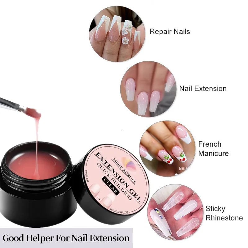 MEET ACROSS 8ML Quick Extension Nail Gel Vernis Nude Milk White Gel Nail Polish UV Semi Permanent Nails Art For Manicure Tools - Image 2