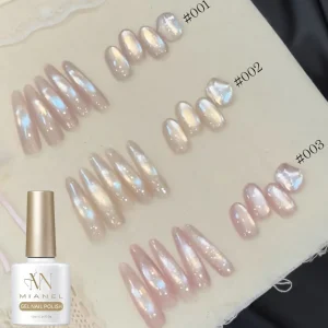 MIANEL 10ML New Year Snow White Fairy Tale Satin Glass Bead Cat Eye Gel Nail Polish Gold Gloss Nail Polish Style Nail Art Salon