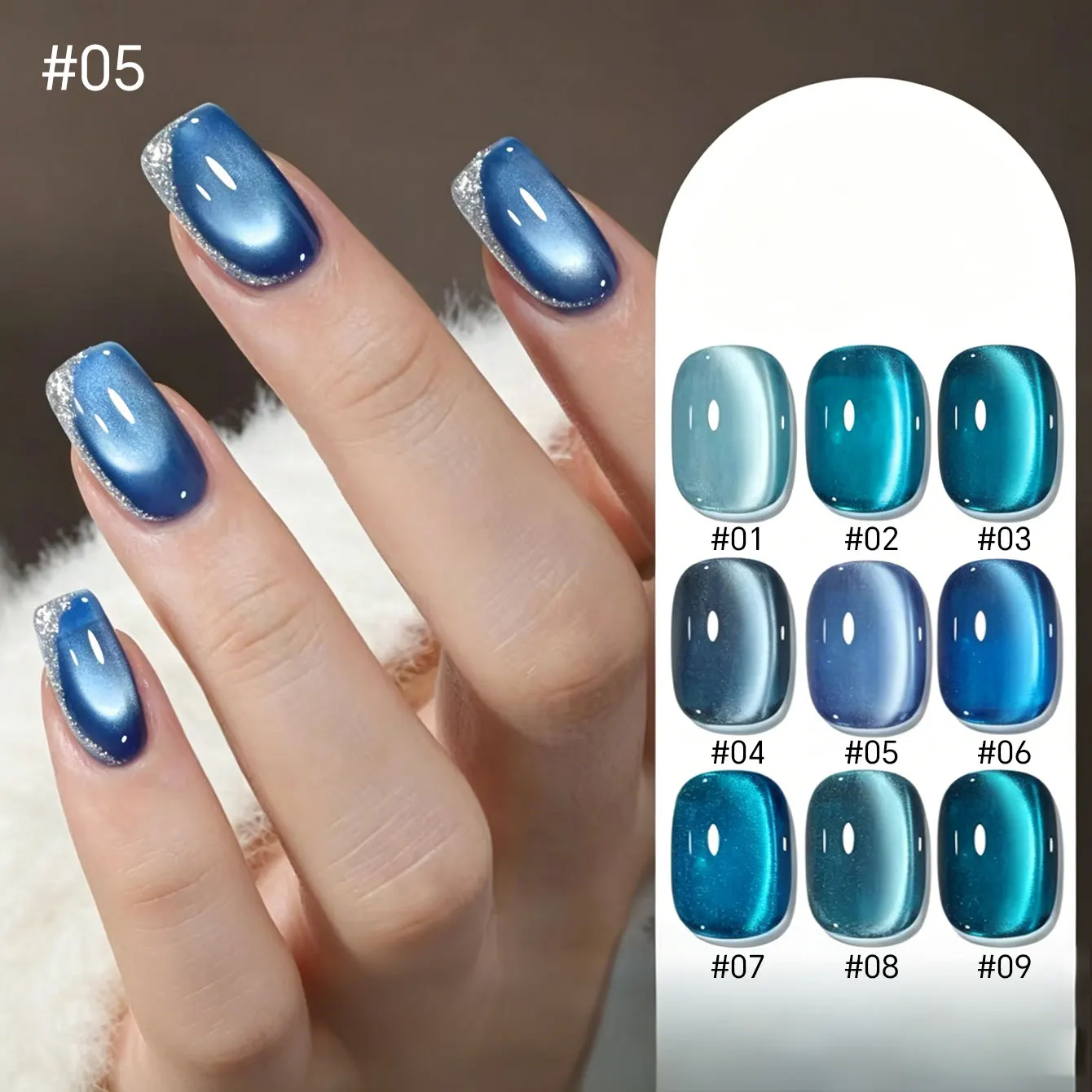 MIANEL 2026 Summer New Sapphire Cat Eye Gel Nail Polish, Sheer Brightening Blue Glass Bead Cat Eye Nail Gel for Manicure - Image 2