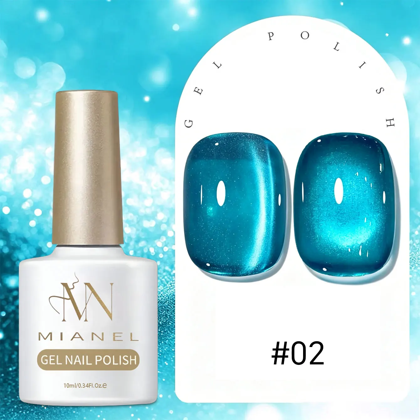 MIANEL 2026 Summer New Sapphire Cat Eye Gel Nail Polish, Sheer Brightening Blue Glass Bead Cat Eye Nail Gel for Manicure - Image 4