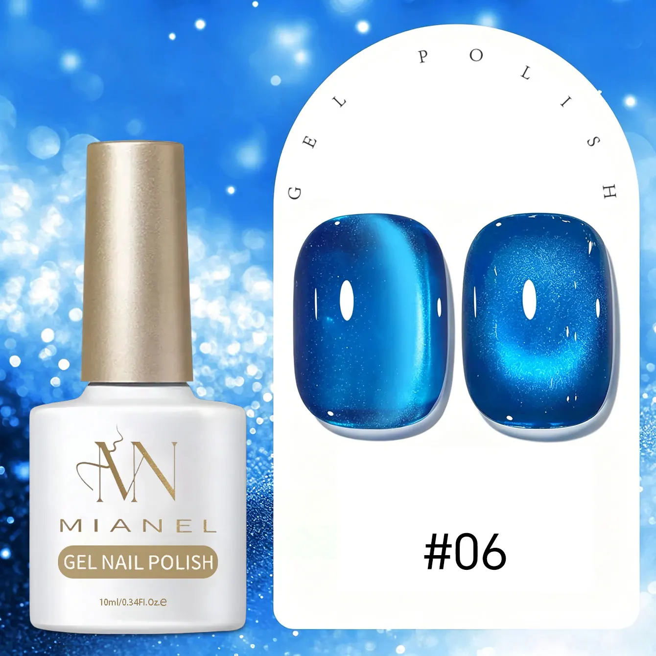 MIANEL 2026 Summer New Sapphire Cat Eye Gel Nail Polish, Sheer Brightening Blue Glass Bead Cat Eye Nail Gel for Manicure - Image 6