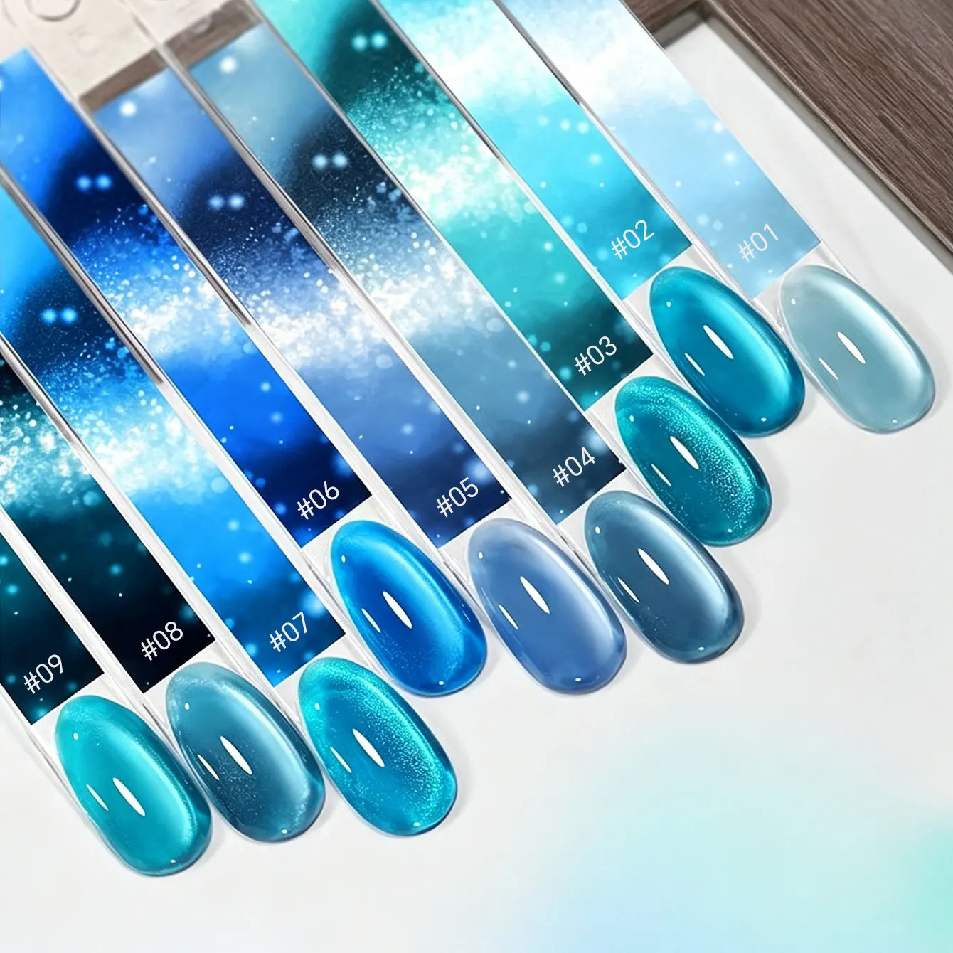 MIANEL 2026 Summer New Sapphire Cat Eye Gel Nail Polish, Sheer Brightening Blue Glass Bead Cat Eye Nail Gel for Manicure - Image 3