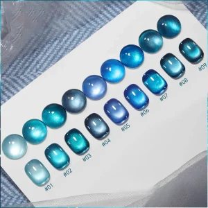 MIANEL 2026 Summer New Sapphire Cat Eye Gel Nail Polish, Sheer Brightening Blue Glass Bead Cat Eye Nail Gel for Manicure