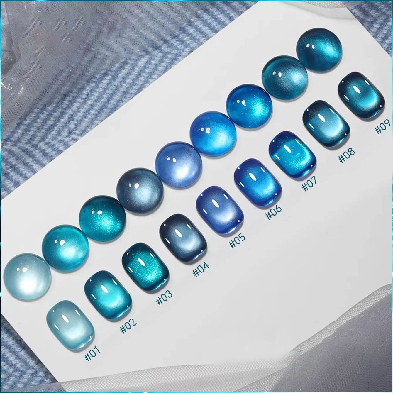MIANEL 2026 Summer New Sapphire Cat Eye Gel Nail Polish, Sheer Brightening Blue Glass Bead Cat Eye Nail Gel for Manicure