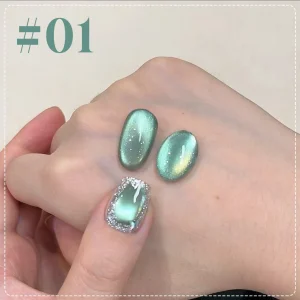 MN 2026 Huai Shui Zhu Ting Cat Eye Gel Polish Fresh White Green Glass Bead Nail Art Special Popular Flattering for Beauty Enthus